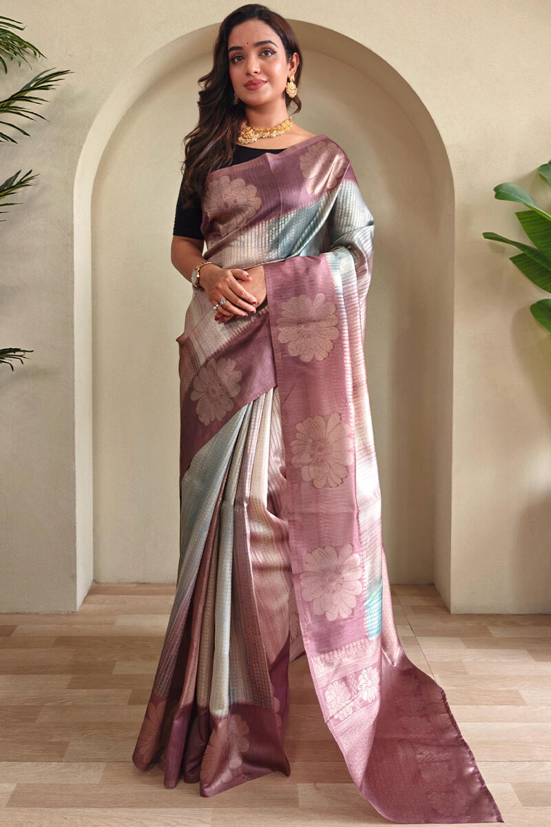 Desirable Brown Soft Banarasi Silk Saree With Glorious Blouse Piece