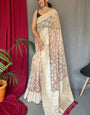 Ebullience Beige Cotton Silk Saree With Inspiring Blouse Piece