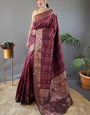 Imbrication Maroon Soft Banarasi Silk Saree With Ebullience Blouse Piece