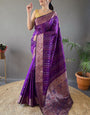 Traditional Purple Soft Banarasi Silk Saree With Preferable Blouse Piece