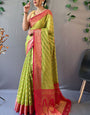 Cynosure Parrot Organza Silk Saree With Chatoyant Blouse Piece