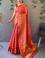 Fancifull Peach Organza Silk Saree With Appealing Blouse Piece