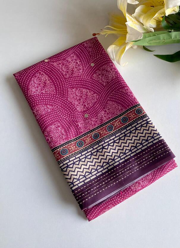 Elaborate Dark Pink Digital Printed Soft Silk Saree With Luxuriant Blouse Piece