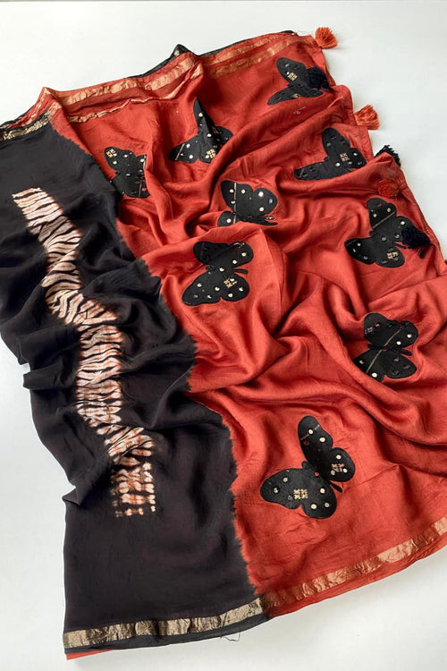 Load image into Gallery viewer, Prominent Black Bandhej Printed Cotton Silk Saree With Improbable Blouse Piece
