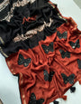 Prominent Black Bandhej Printed Cotton Silk Saree With Improbable Blouse Piece