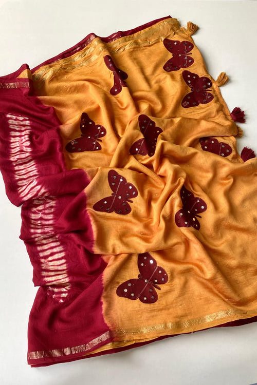 Load image into Gallery viewer, Luxuriant Mustard Bandhej Printed Cotton Silk Saree With Fugacious Blouse Piece
