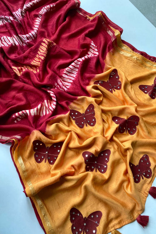 Load image into Gallery viewer, Luxuriant Mustard Bandhej Printed Cotton Silk Saree With Fugacious Blouse Piece
