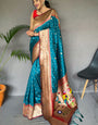 Girlish Firozi Paithani Silk Saree With Radiant Blouse Piece