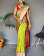 Prettiest Mehndi Paithani Silk Saree With Traditional Blouse Piece