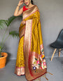 Cynosure Mustard Paithani Silk Saree With Embrocation Blouse Piece