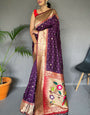 Amiable Purple Paithani Silk Saree With Luxuriant Blouse Piece