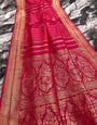 Gleaming Dark Pink Soft Banarasi Silk Saree With Refreshing Blouse Piece