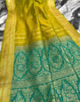 Flaunt Green Soft Banarasi Silk Saree With Sensational Blouse Piece