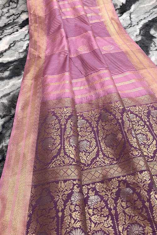 Load image into Gallery viewer, Skinny Pink Soft Banarasi Silk Saree With Outstanding Blouse Piece
