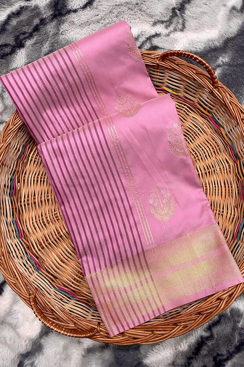 Load image into Gallery viewer, Skinny Pink Soft Banarasi Silk Saree With Outstanding Blouse Piece
