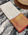 Sumptuous Beige Kanjivaram Silk Saree With Snappy Blouse Piece