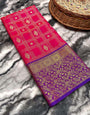 Redolent Dark Pink Kanjivaram Silk Saree With Murmurous Blouse Piece