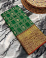 Forbearance Green Kanjivaram Silk Saree With Desuetude Blouse Piece