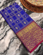 Groovy Royal Blue Kanjivaram Silk Saree With Breathtaking  Blouse Piece