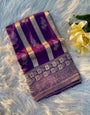 Gossamer Purple Soft Banarasi Silk Saree With Magnetic Blouse Piece