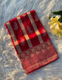 Engaging Red Soft Banarasi Silk Saree With Scrumptious Blouse Piece