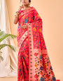 Ailurophile Dark Pink Paithani Silk Saree With Admirable Blouse Piece