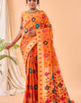 Angelic Orange Paithani Silk Saree With Desuetude Blouse Piece