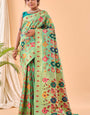 Redolent Pista Paithani Silk Saree With Gratifying Blouse Piece