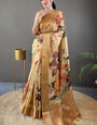 Surreptitious Mustard Digital Printed Tussar Silk Saree With Lassitude Blouse Piece