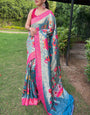 Allure Firozi Paithani Silk Saree With Energetic Blouse Piece