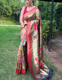 Lustrous Mehndi Paithani Silk Saree With Sizzling Blouse Piece