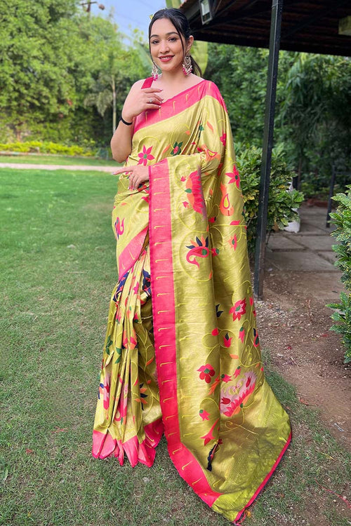 Load image into Gallery viewer, Embellished Mustard Paithani Silk Saree With Alluring Blouse Piece
