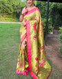 Embellished Mustard Paithani Silk Saree With Alluring Blouse Piece