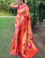 Tantalizing Orange Paithani Silk Saree With Mesmerising Blouse Piece