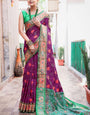 Refreshing Purple Patola Silk Saree with Precious Blouse Piece