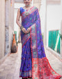 Appealing Royal Blue Patola Silk Saree with Hypnotic Blouse Piece