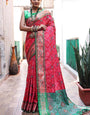 Hypnotic Dark Pink Patola Silk Saree with Intricate Blouse Piece