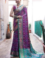 Fancifull Purple Patola Silk Saree with Traditional Blouse Piece