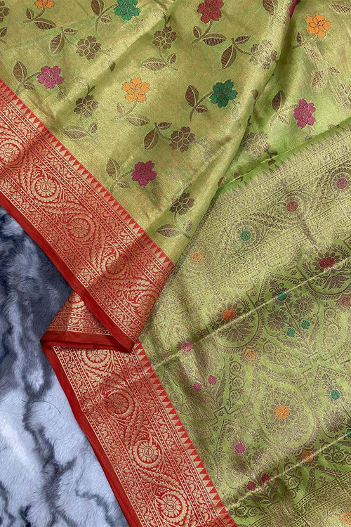 Load image into Gallery viewer, Alluring Mehndi Organza Silk Saree With Wonderful Blouse Piece
