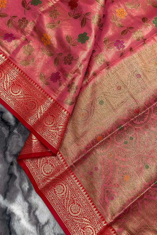 Load image into Gallery viewer, Blooming Pink Organza Silk Saree With Groovy Blouse Piece
