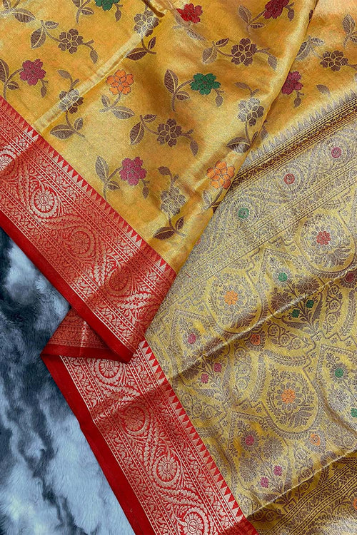 Load image into Gallery viewer, Entrancing Yellow Organza Silk Saree With Comely Blouse Piece
