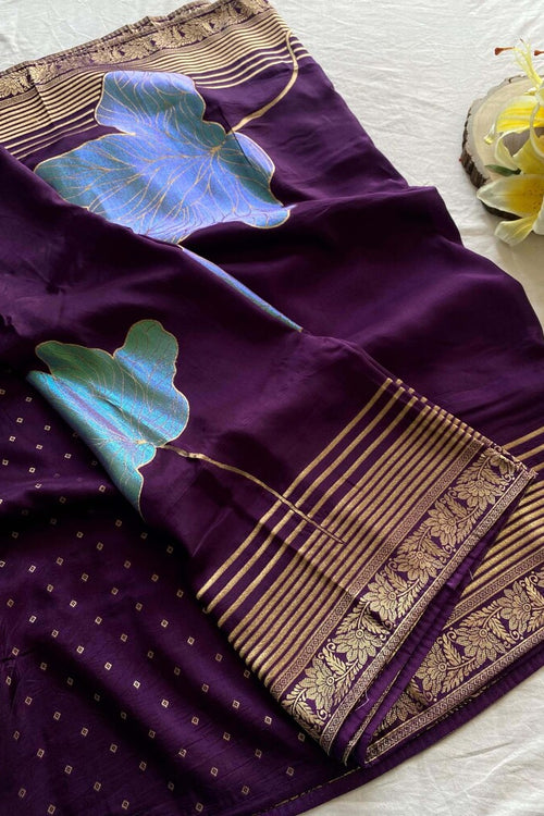 Load image into Gallery viewer, Delightful Purple Soft Banarasi Silk Saree With Classic Blouse Piece
