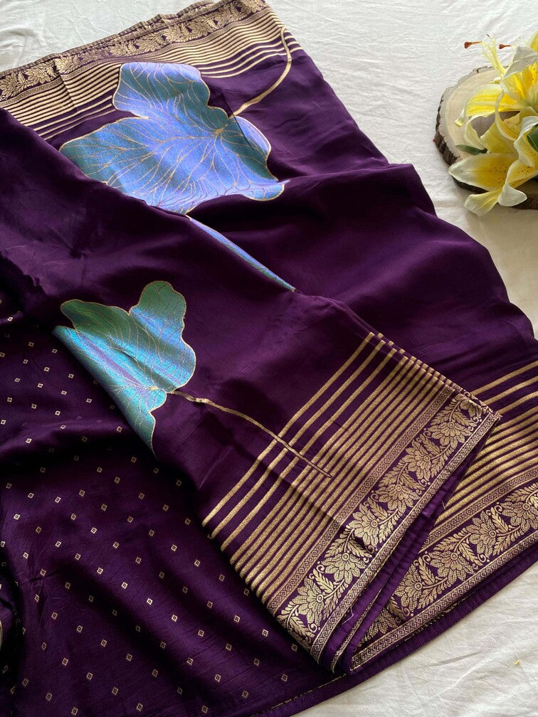 Delightful Purple Soft Banarasi Silk Saree With Classic Blouse Piece