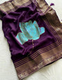 Delightful Purple Soft Banarasi Silk Saree With Classic Blouse Piece