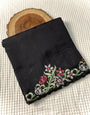 Flaunt Black Embroidery Work Tussar Silk Saree With Alluring Blouse Piece