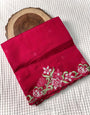 Staring Dark Pink Embroidery Work Tussar Silk Saree With Glowing Blouse Piece