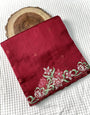 Surpassing Maroon Embroidery Work Tussar Silk Saree With Captivating Blouse Piece