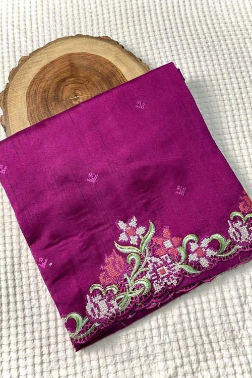 Load image into Gallery viewer, Ideal Purple Embroidery Work Tussar Silk Saree With Comely Blouse Piece
