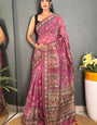 Admirable Pink Kalamkari Printed Saree With Dalliance Blouse Piece