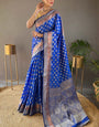 Alluring Royal Blue Soft Banarasi Silk Saree With Amiable Blouse Piece